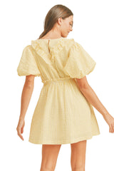 Lemon yellow seersucker ruffle dress