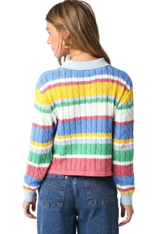 Striped multicolor knit collar shirt