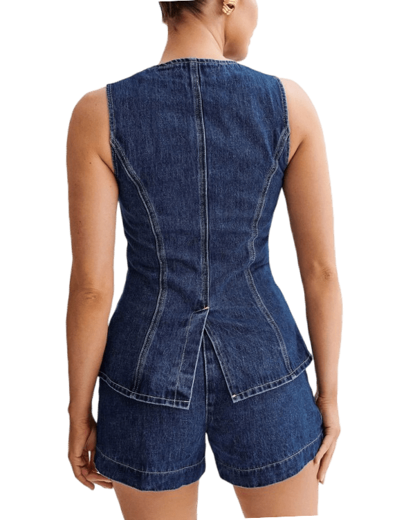 Denim vest short set