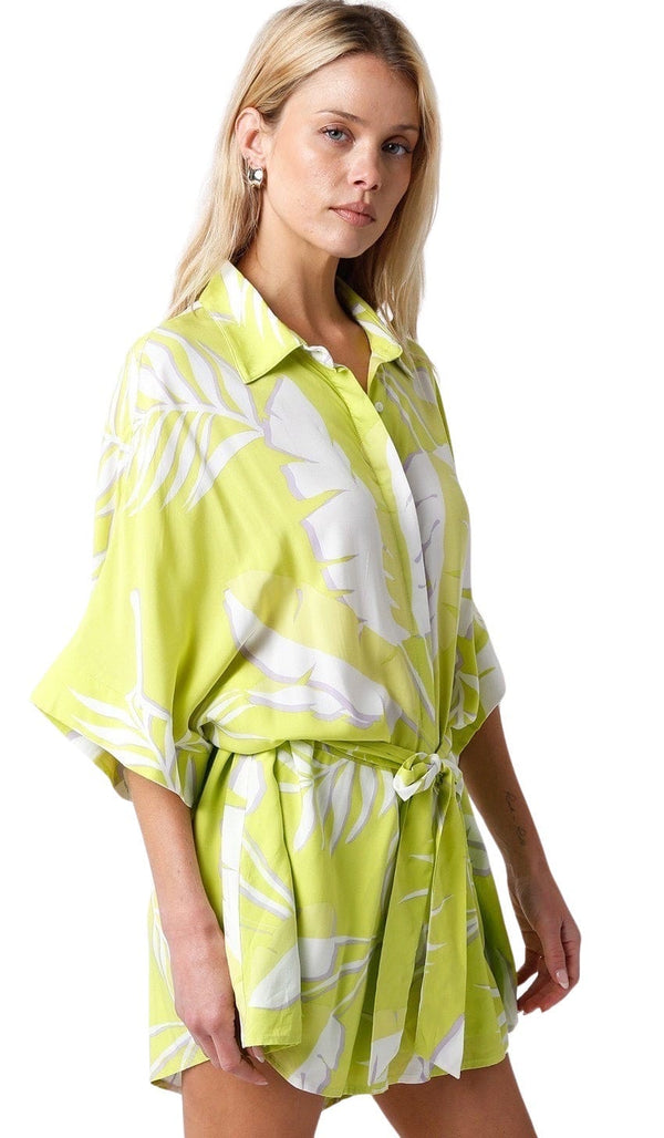 Lime and cream palm romper