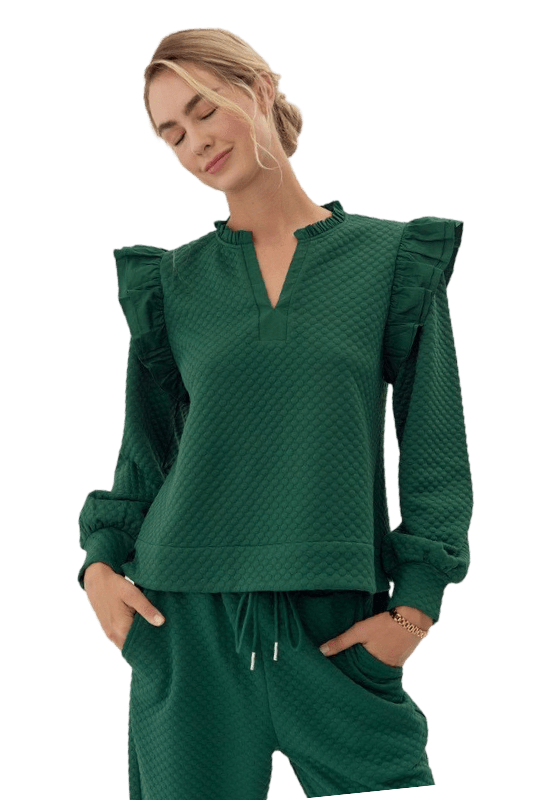 Green quilted longsleeve top