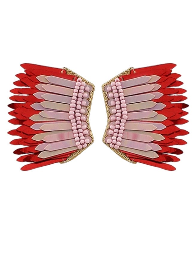 Red wing beaded earring