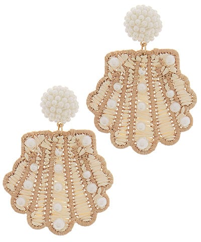 Natural rattan shell earring with Pearl