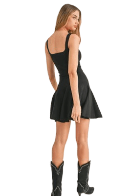 Black sleeveless bow knit dress