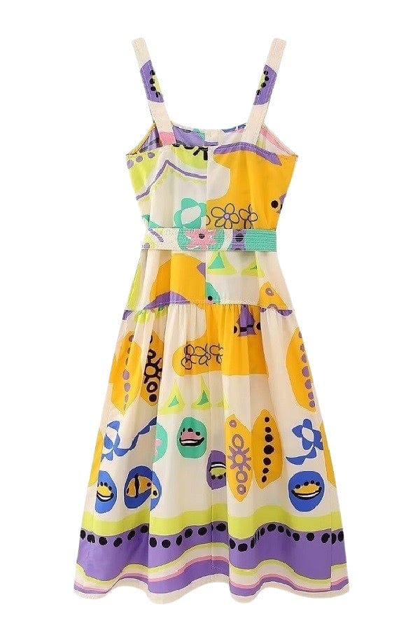 Abstract printed button front dress