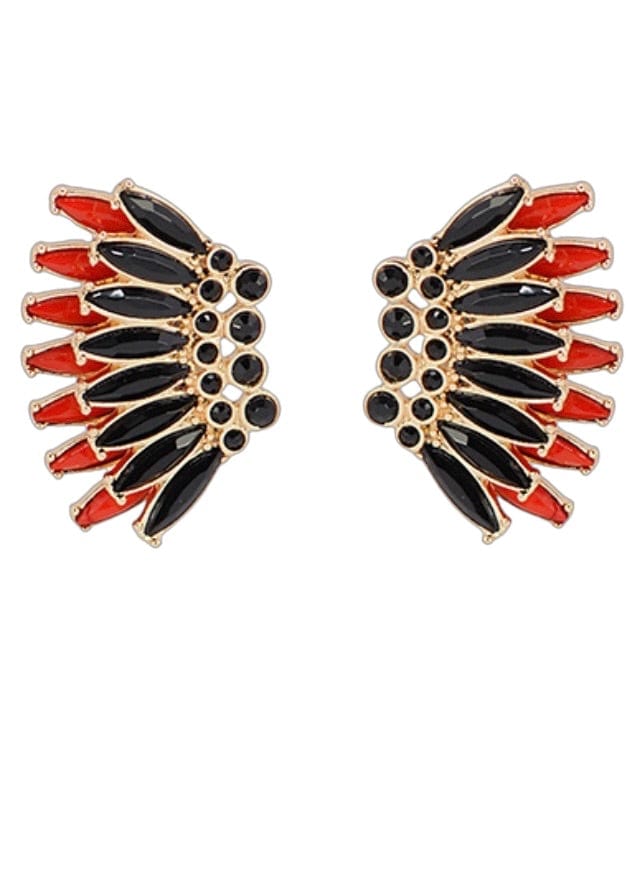 Red and black metal wing earring