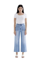 Light blue high rise wide leg Jean