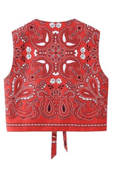 Red bandana print sleevless vest