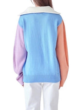 Pastel colorblock zip pullover