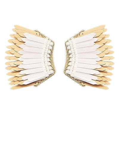White and gold wing beaded earring