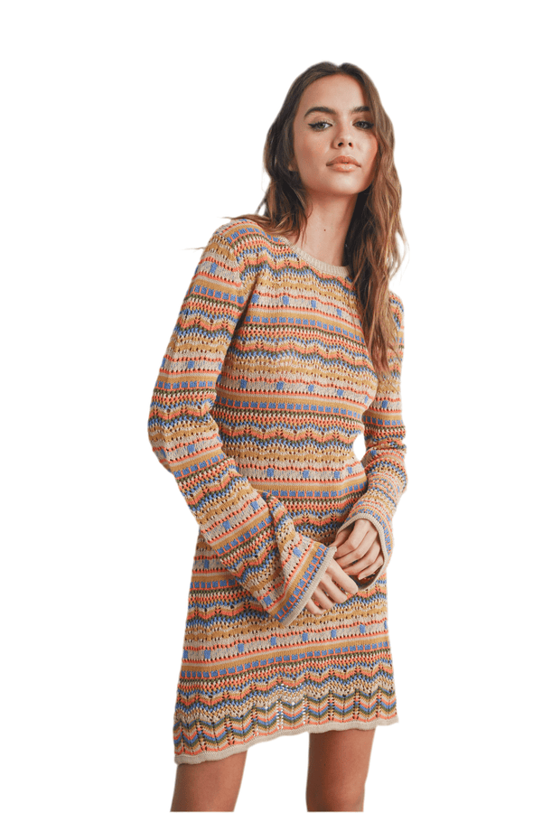 Mauve multicolor knit dress