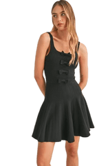 Black sleeveless bow knit dress