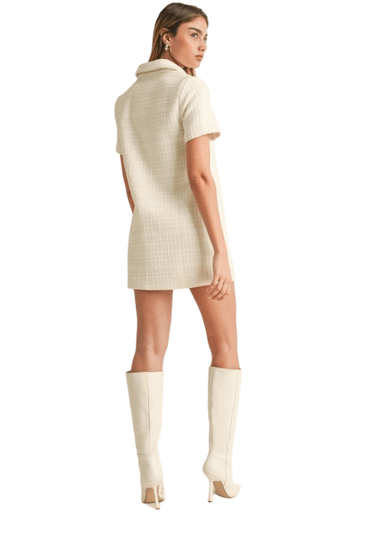 Cream tweed collar dress