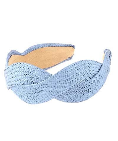 Baby blue rattan scalloped headband