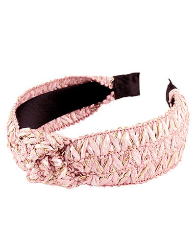 Blush and gold braided rattan headband