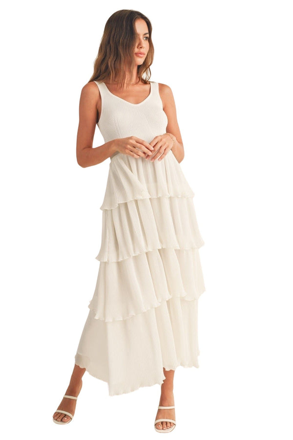 White mixed media maxi dress