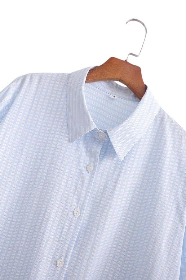 Light blue and white striped button down
