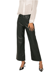 Black leather gaspard wide leg denim