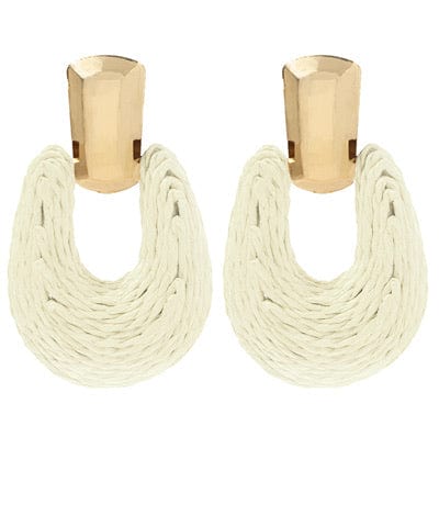 Ivory and gold raffia earring