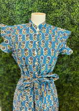 Darlington Isle trunk show cerulean blue poppy flutter sleeve dress