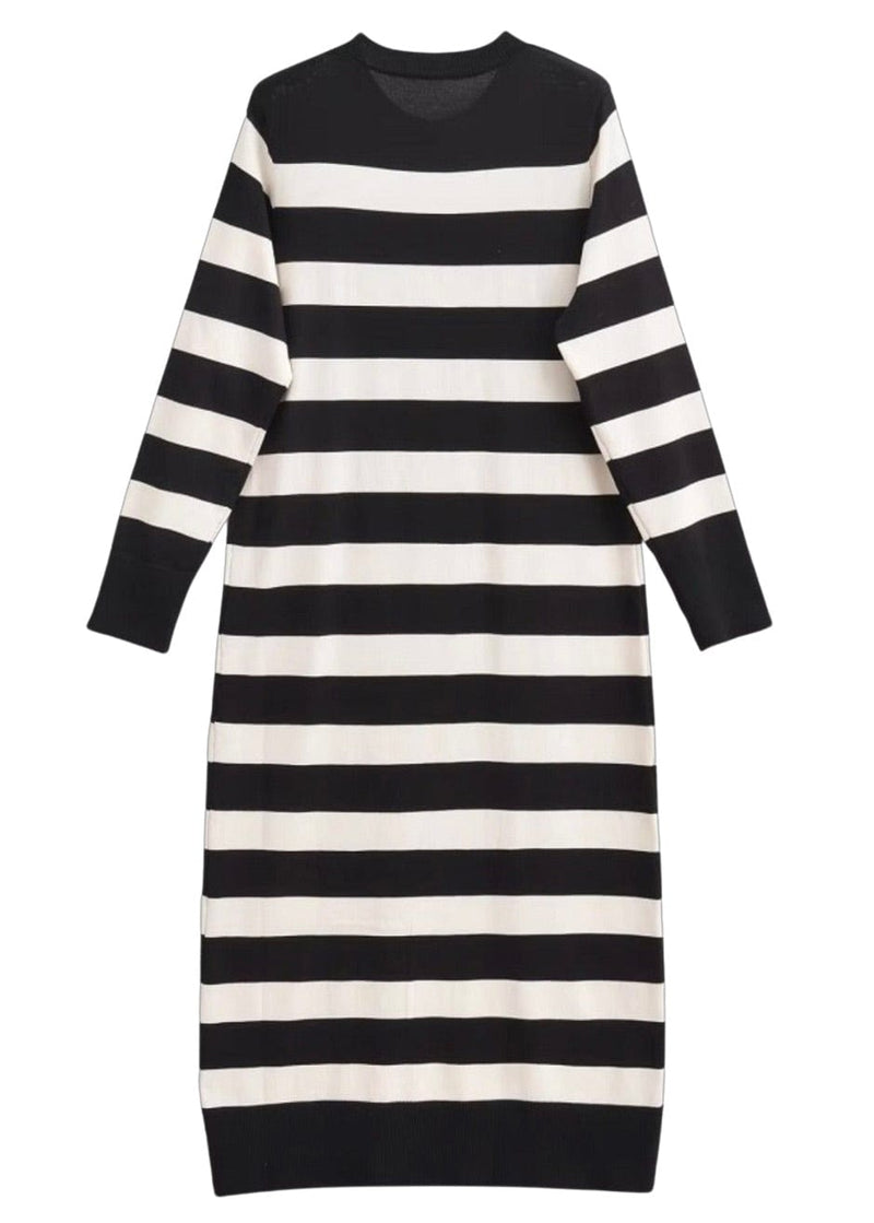 Black and white stripe knit midi dress – Mulberry & King