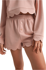 Blush scalloped scuba shorts set