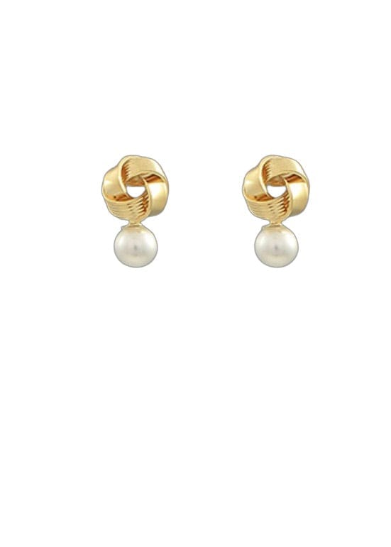 ￼Small love knot and pearl studs