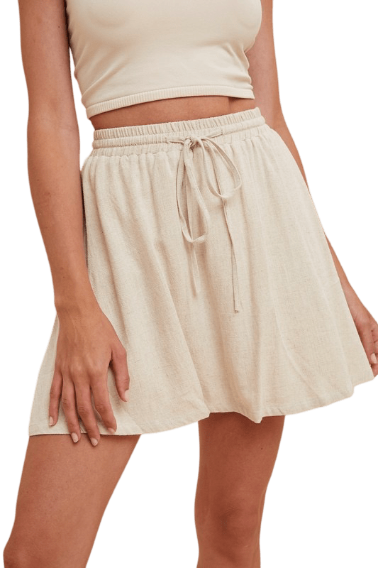 Natural front tie top skirt set