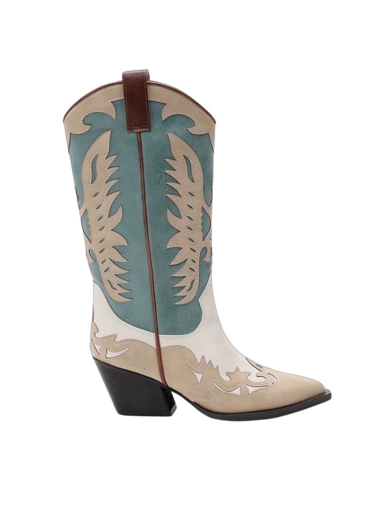 Blue and cream idaly western boot
