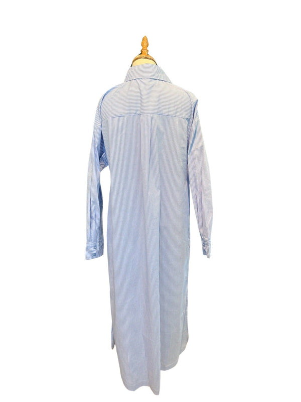 Light blue button down collar long sleeve dress