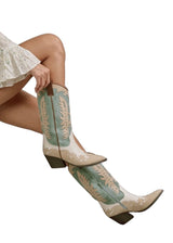 Blue and cream idaly western boot