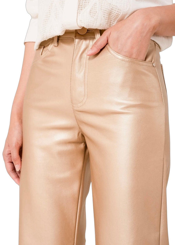 Gold leatherette flare pants