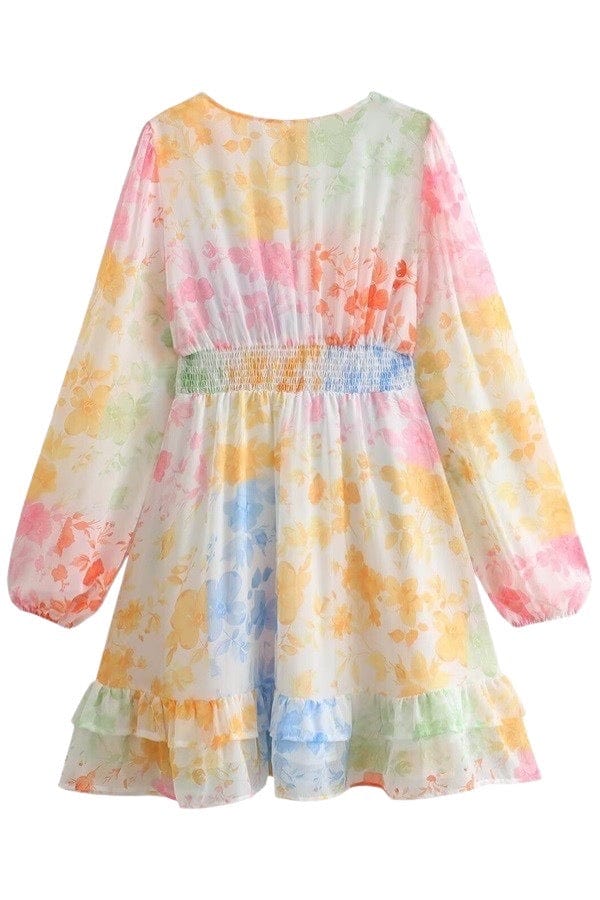 Multi pastel patchwork short dress