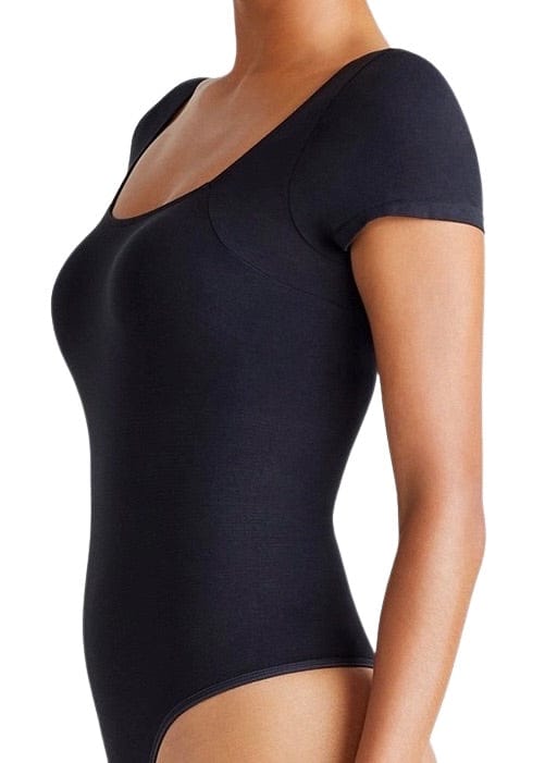 Black short sleeve seamless shaping bodysuit