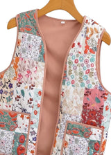 Multi print patchwork quilted vest and skirt set