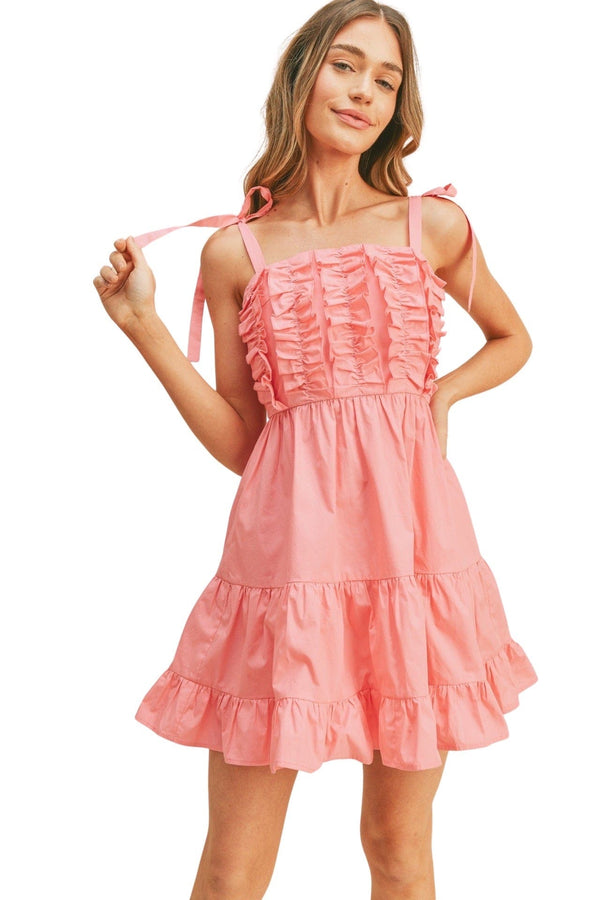 Pink punch ruffled top mini dress