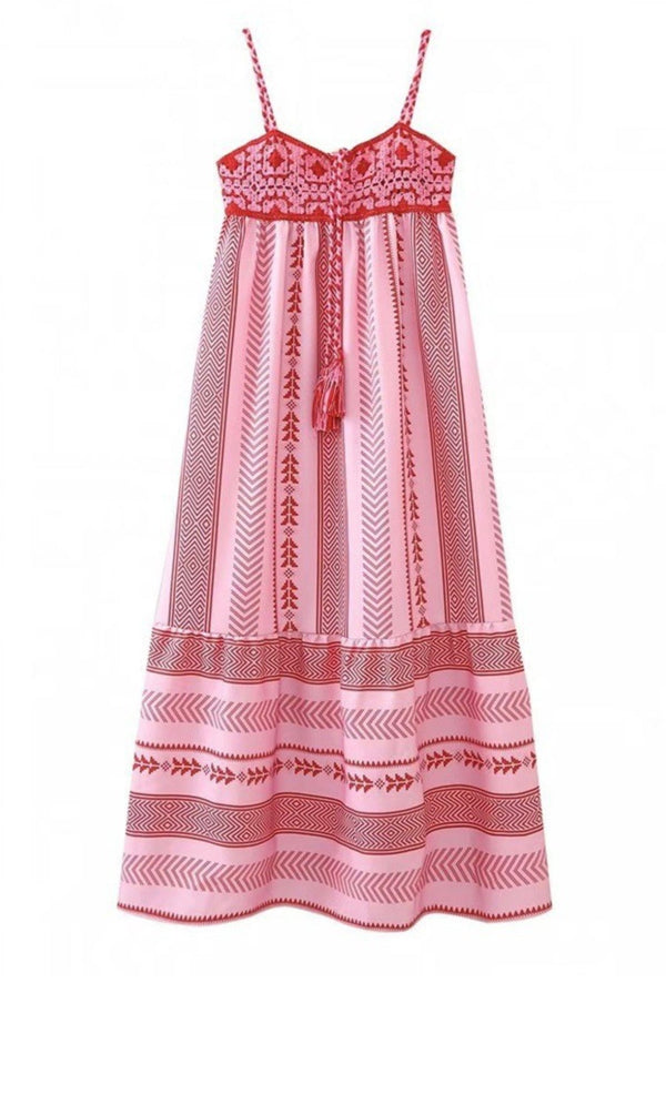 Pink crochet maxi dress