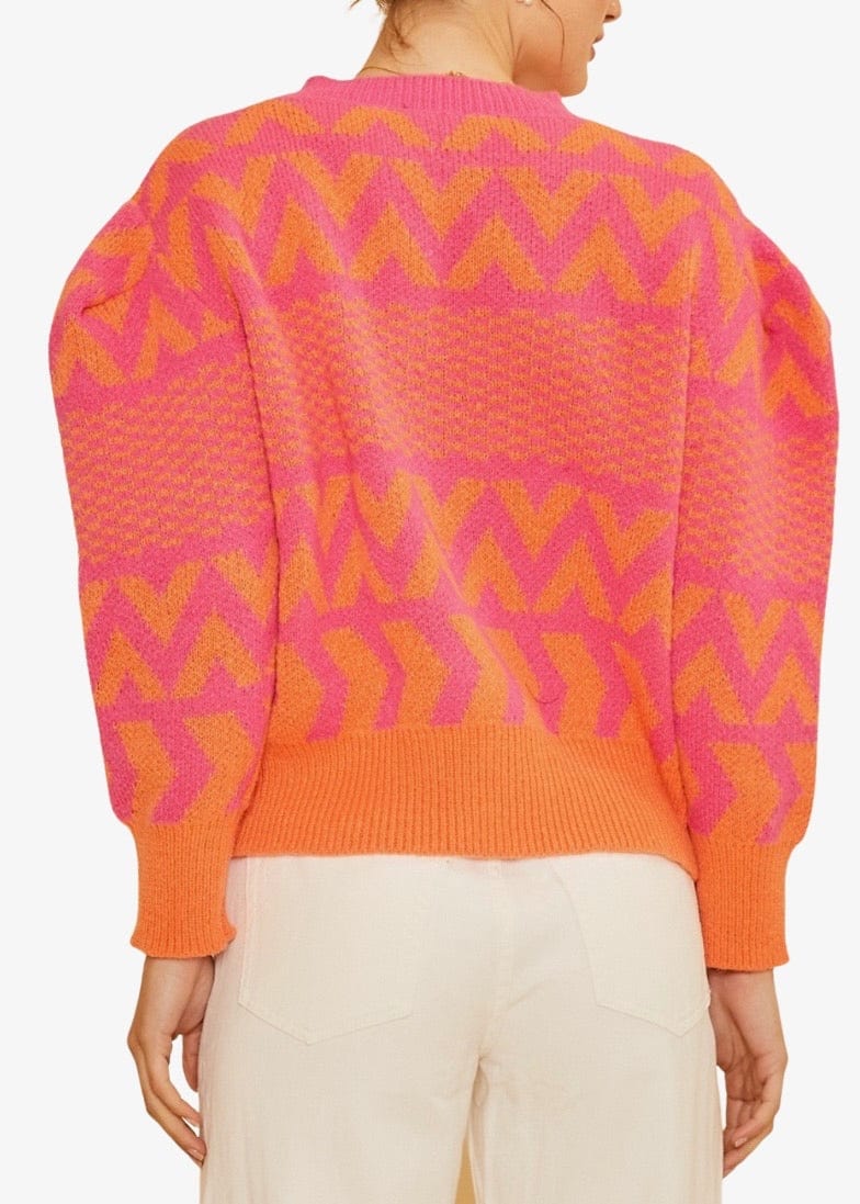 Pink and orange chevron cardigan sweater