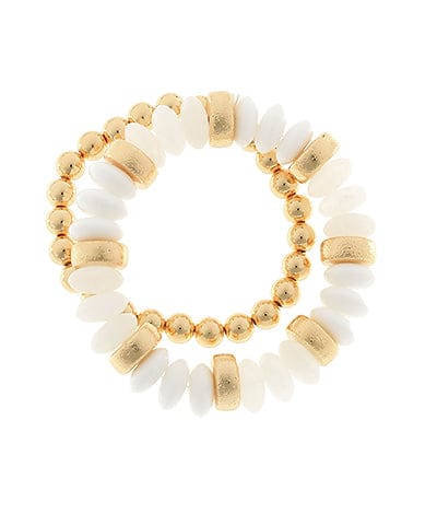 White and gold rondelle bracelet