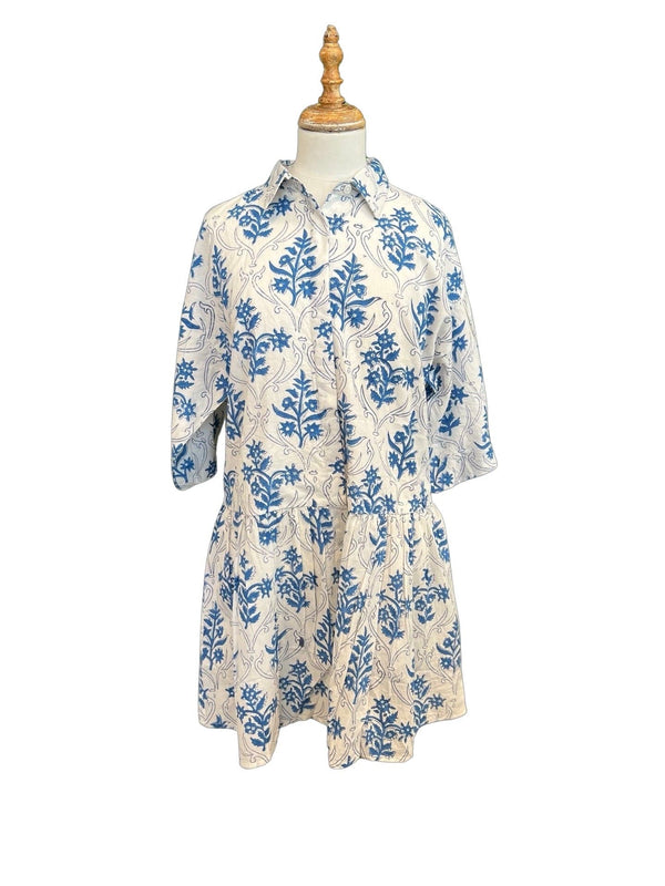 Lily dress and blue & white garden print