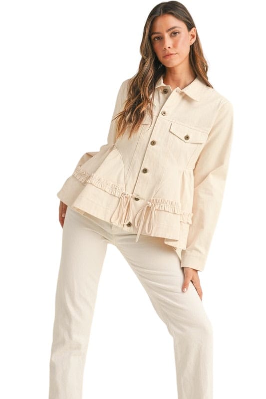 Ecru twill peplum jacket