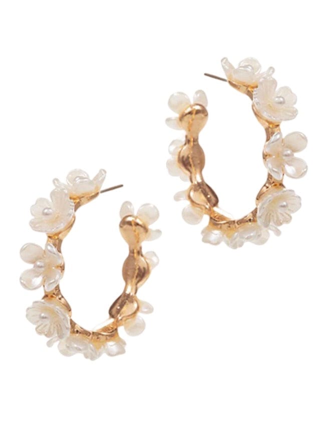 Pearl floral petal hoops