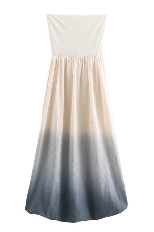 Blue and ivory ombré balloon hem dress