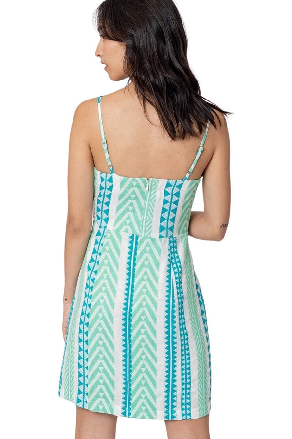 Teal & turquoise embroidered mini dress