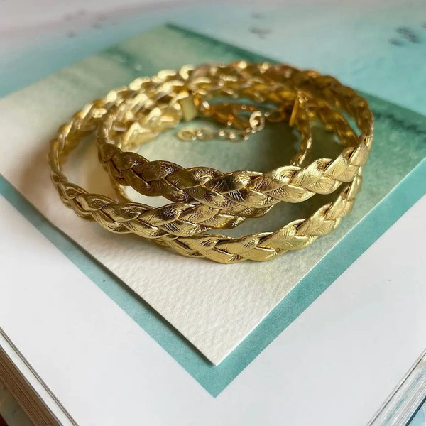 Gold braided wrap bracelet