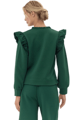 Green quilted longsleeve top