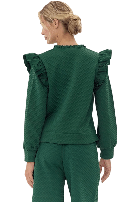 Green quilted longsleeve top