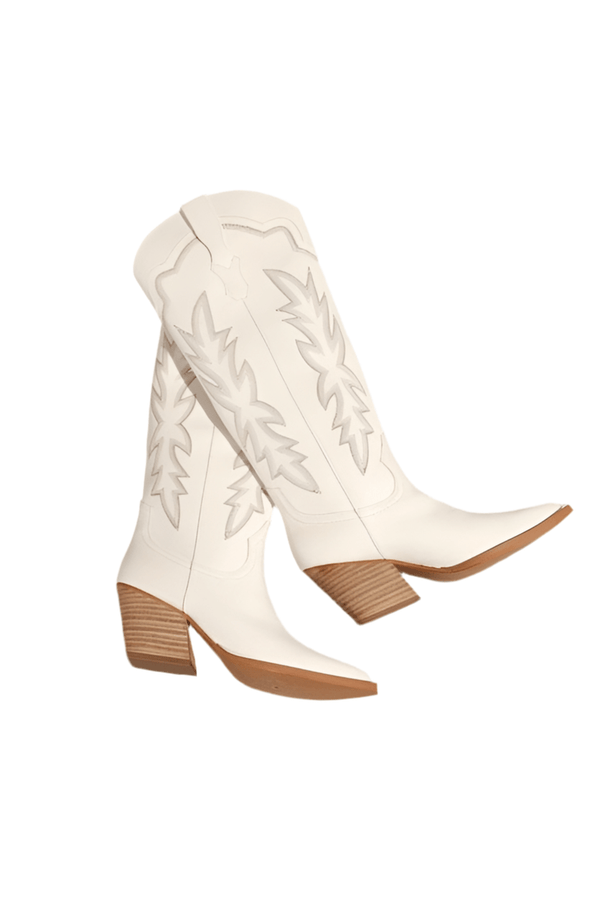 White embroidered cowboy boots