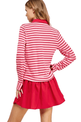 Red and pink knit mini dress