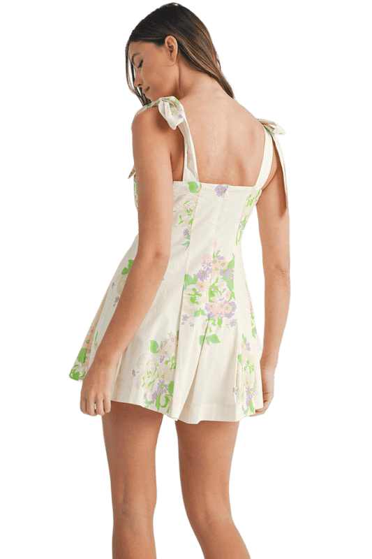 White floral tie strap romper